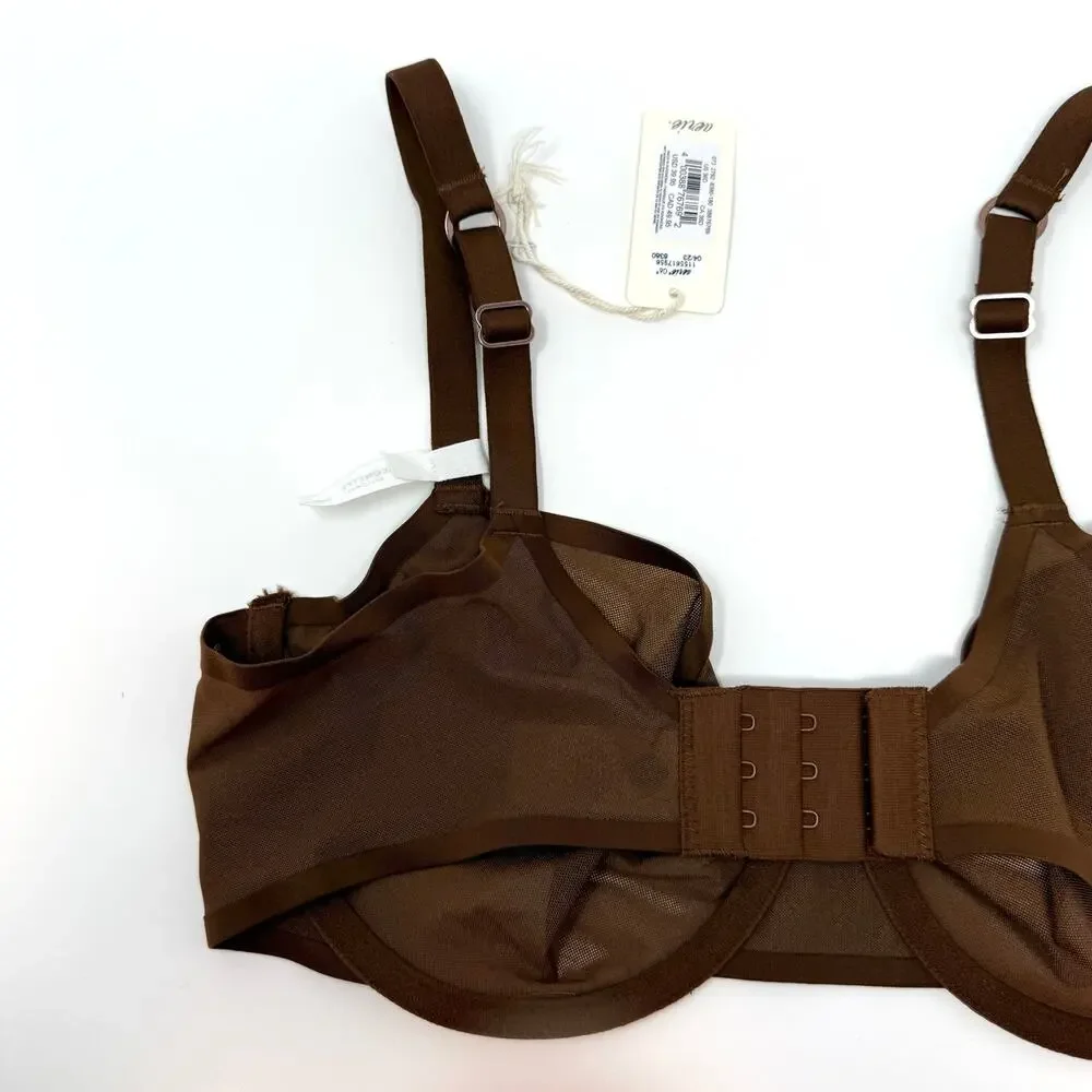Aerie Smoothez Unlined Underwire Mesh Balconette Bra In Brown Size 36D New